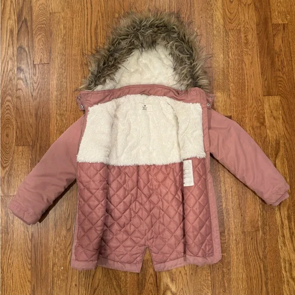 H&M Mauve Padded Parka Winter Coat - Excellent Condition - Size 6x - Picture 3 of 4